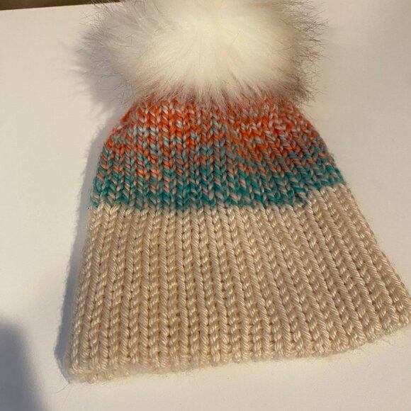 Hello World Baby Beanie with‎ Puff Pom – Knit Winter Hat - Picture 4 of 4